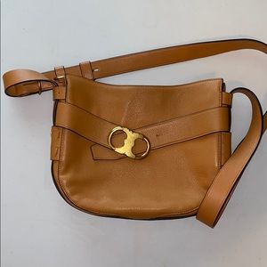 Tory Burch Gemini link bag camel pebbled leather